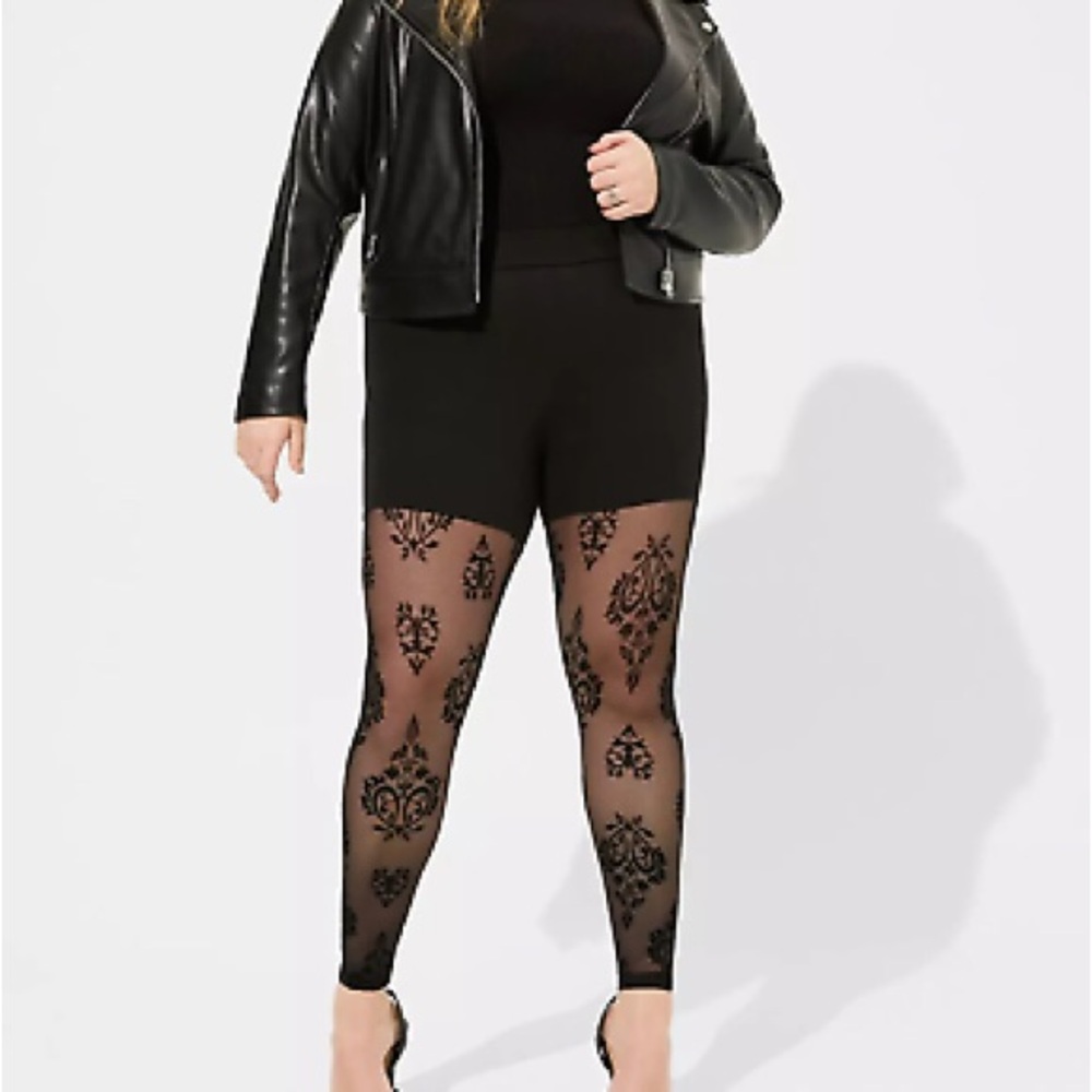 NWT TORRID Black Lace Patterned Leggings